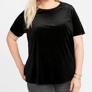 Large Black Velvet T-Shirt Top Soft Elegant Formal Holidays